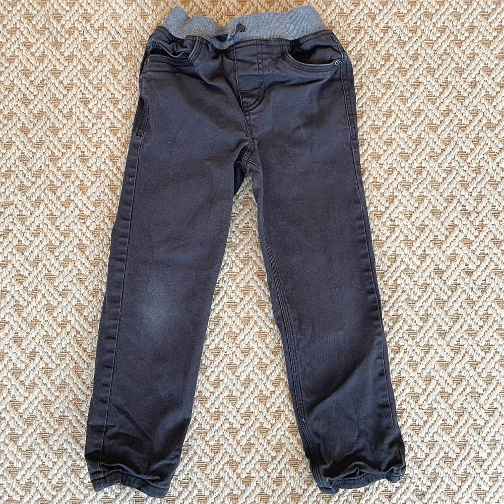 Hanna Andersson Boys Gray Lined Twill Pants Sz 120 (6-7)